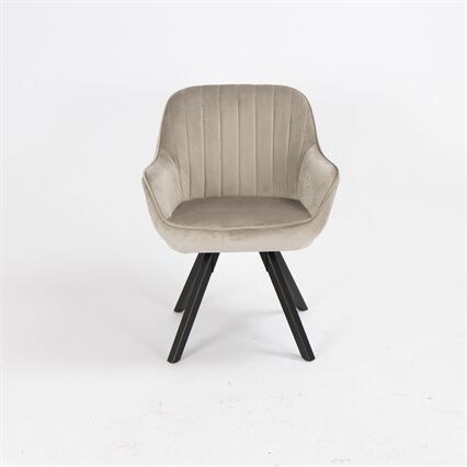 Cadeirão rotativo MAITE em veludo taupe com pernas de madeira, , large