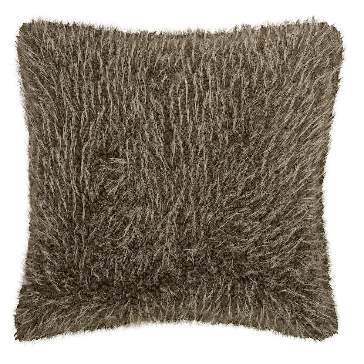 Faux fur cushion NYERO khaki green, , large