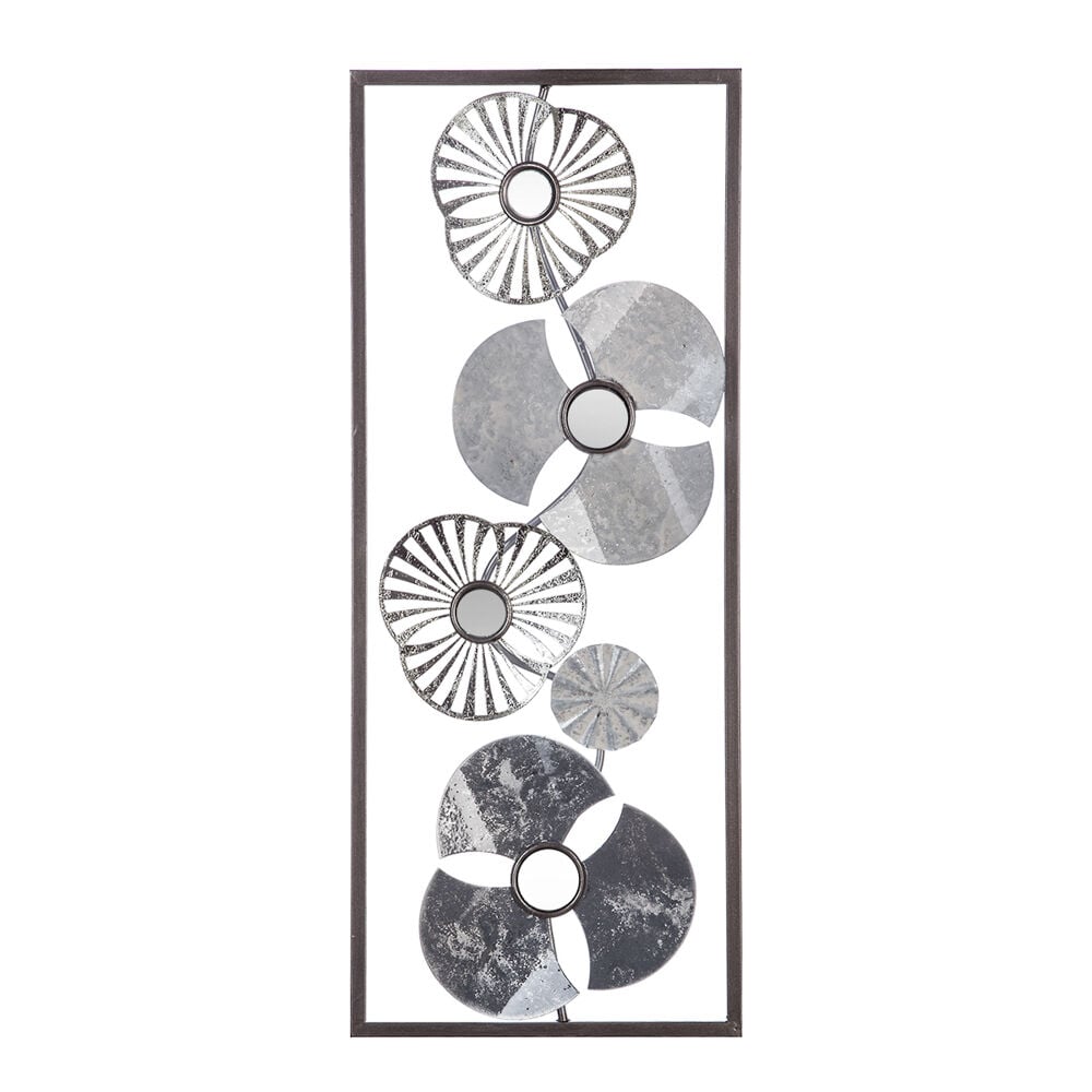 Quadro decorativo prata flor em metal, , large