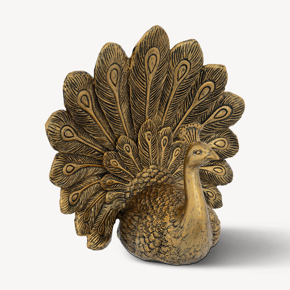 Estátua pavão WILD ROMANCE dourada 27cm, , large