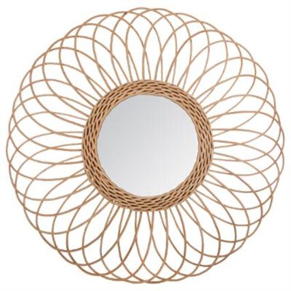 Espelho decorativo ROSÁCEA em rattan bege, , large