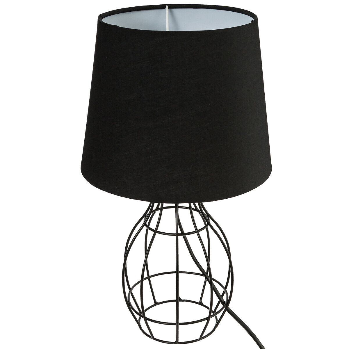Candeeiro de mesa moca preto com base em metal, , large