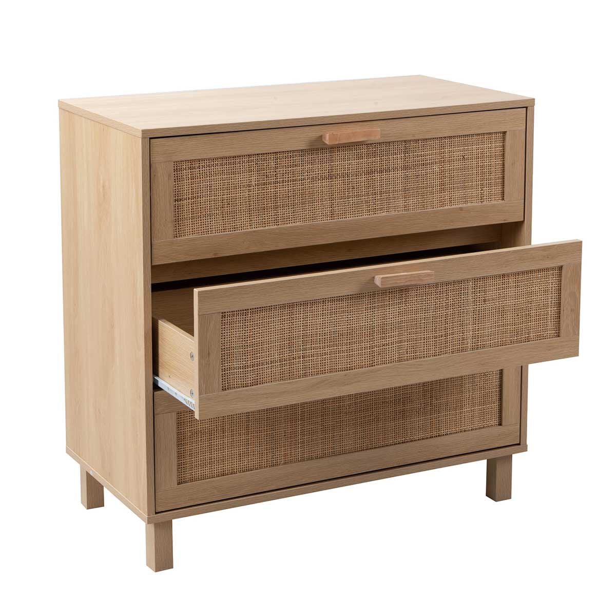Cómoda FAIR em rattan com 3 gavetas, , large