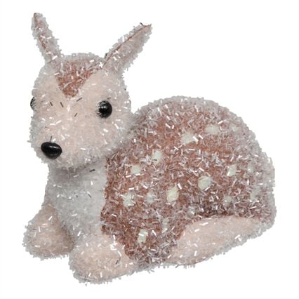 Figura de rena com neve castanha e branca 15x10x19cm, , large