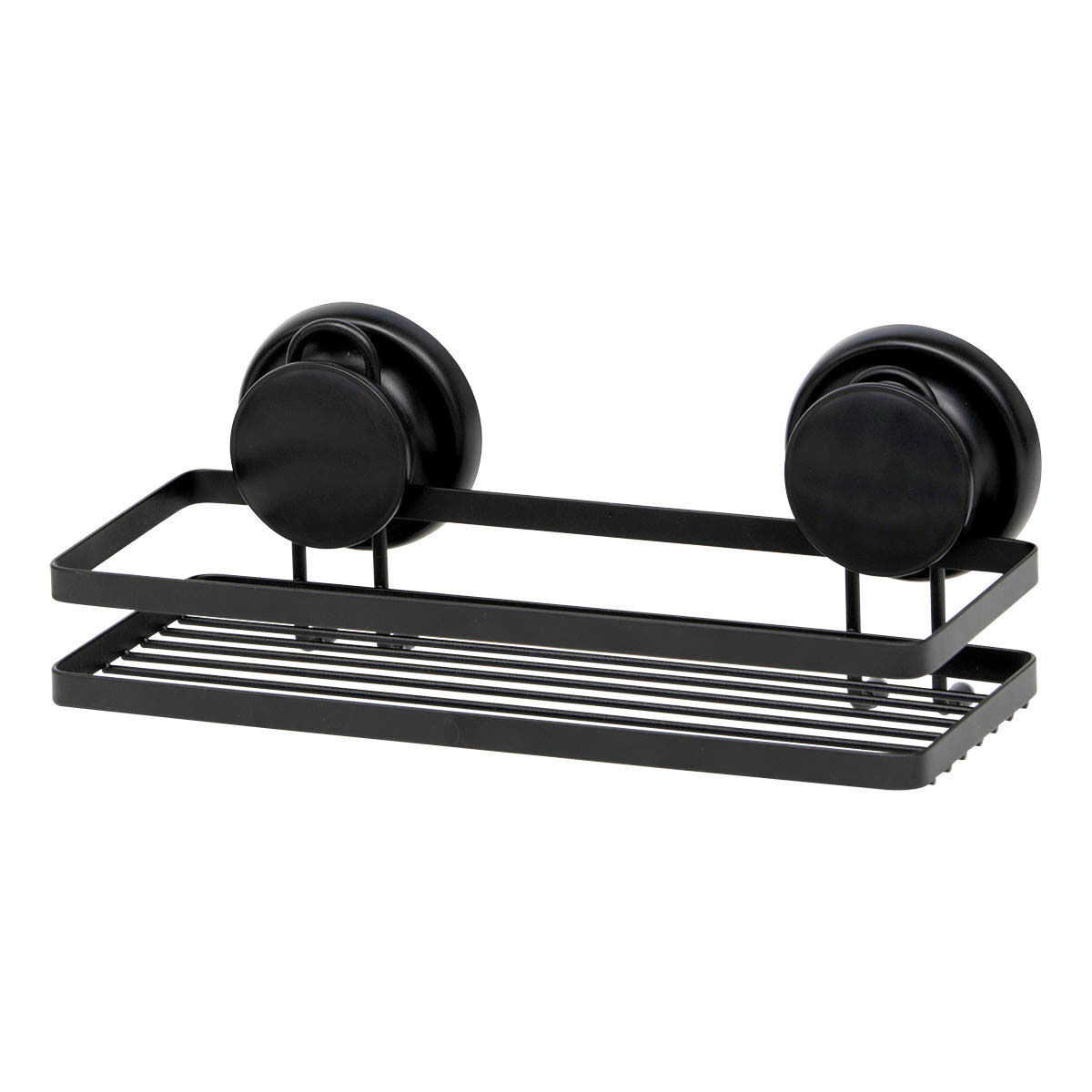 Suporte retangular preto em metal com ventosas, , large