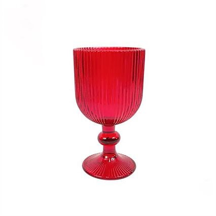 Conjunto de 6 copos de vinho com pé vermelho às riscas 26cl, , large