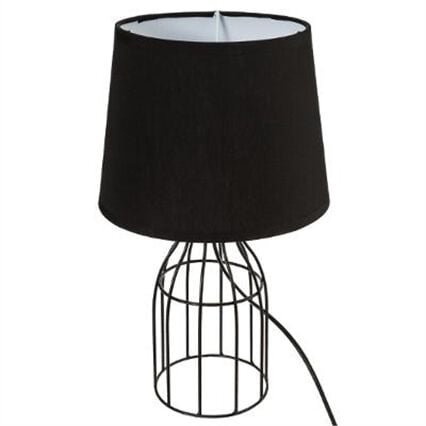 Candeeiro de mesa moca preto com base em metal, , large