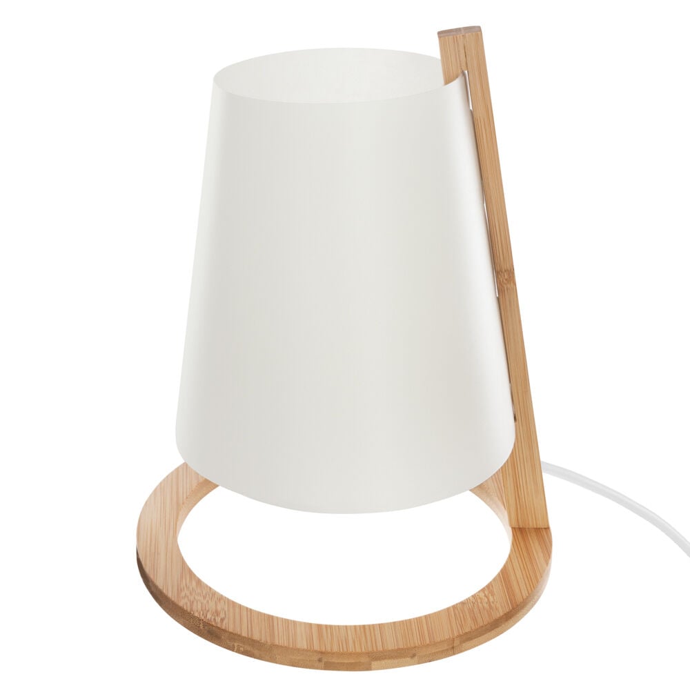 Candeeiro de mesa PITA branco com suporte em bambu, , large