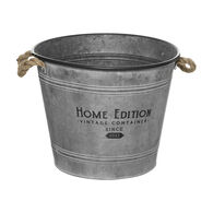 Pote Decorativo Home Edition Cinza Em Zinco 30,5cm