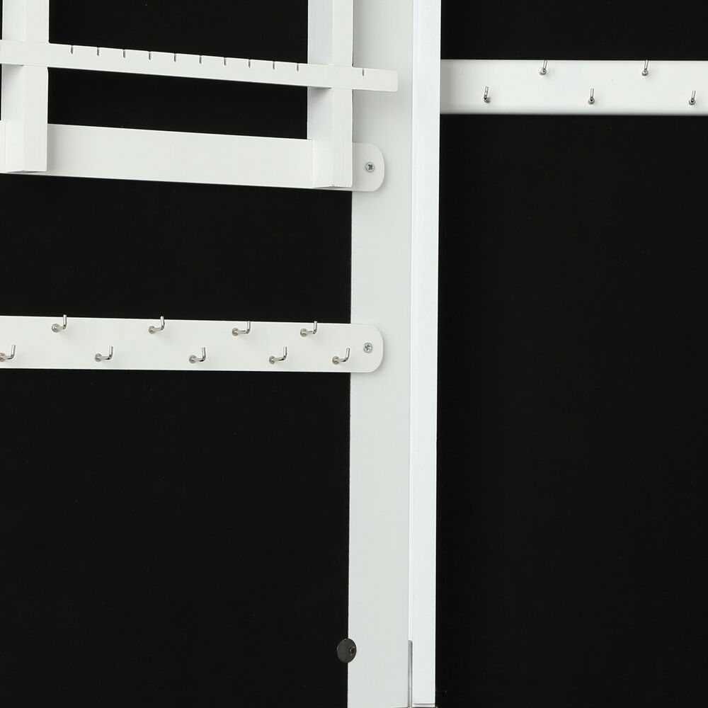 Espelho de chão com móvel de bijuteria branco 145cm, , large