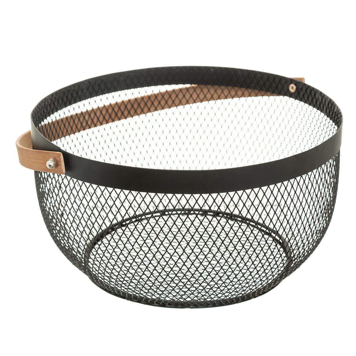 Fruteira preta em metal com pega, , large