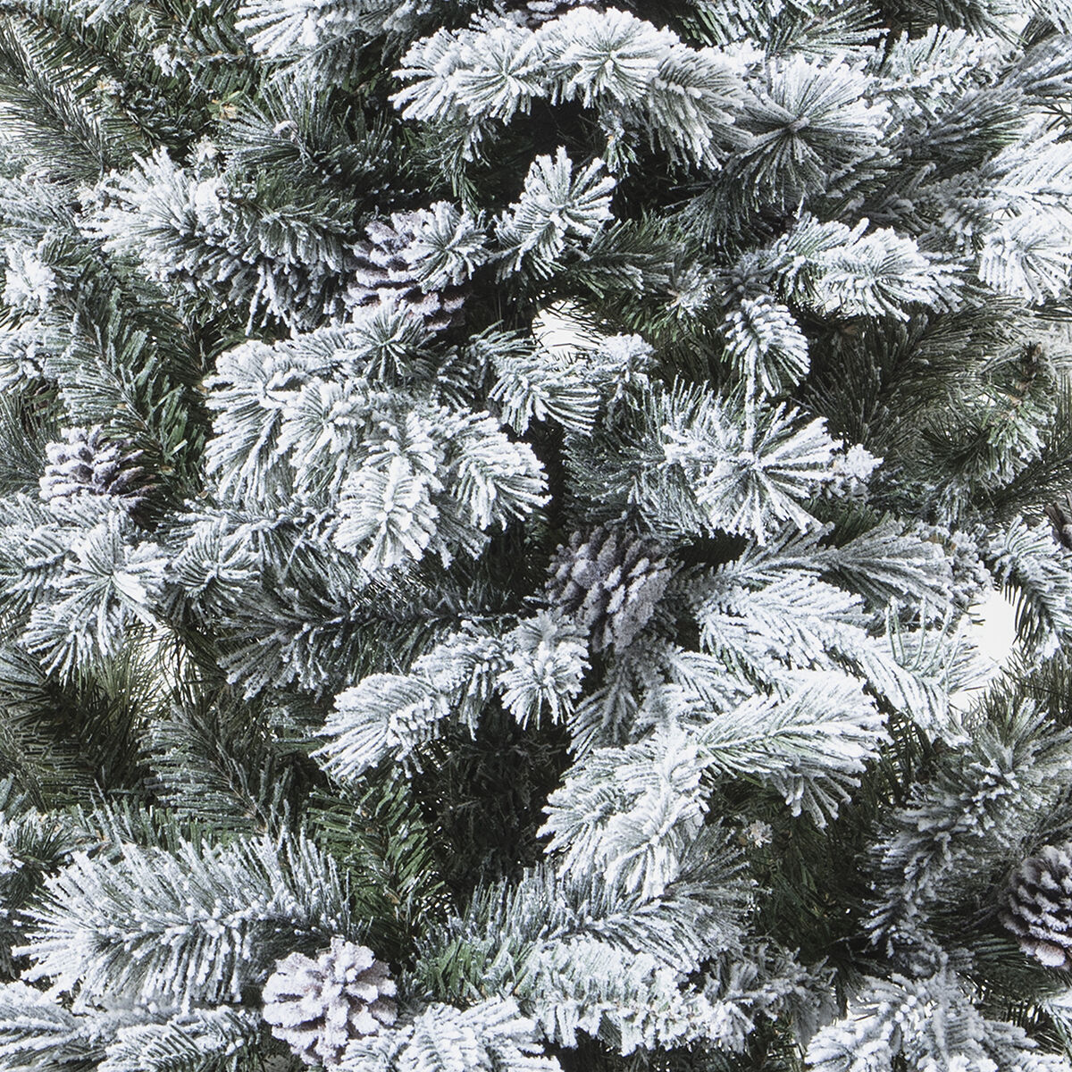 Christmas tree YUKON green snow effect with pine cones, , large