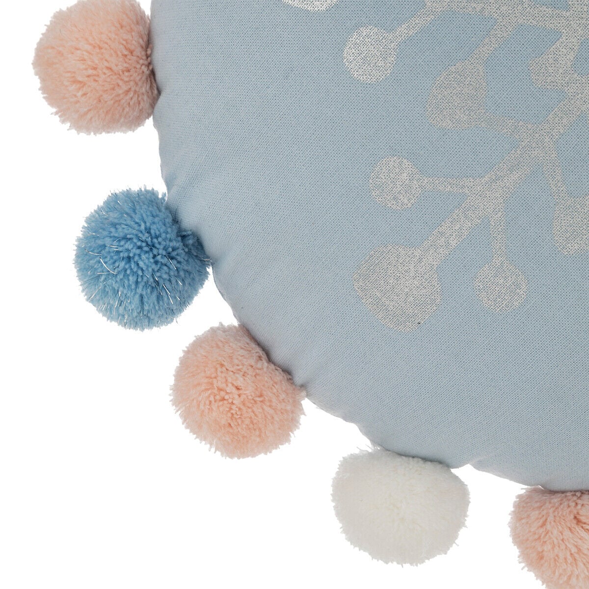 Cojín Azul Snow Con Pompones 35cm, , large