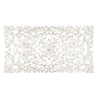 Mural De Madera Tallada Blanco 85x45Cm