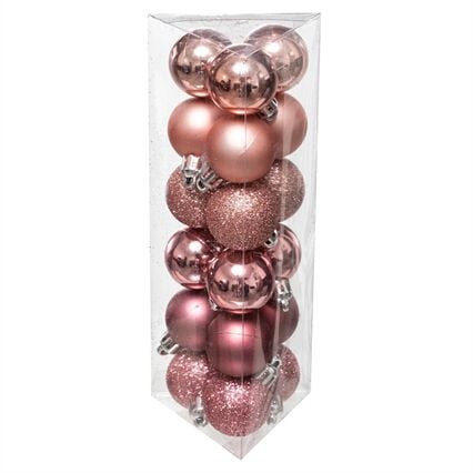 Conjunto de 18 bolas decorativas rosa, , large
