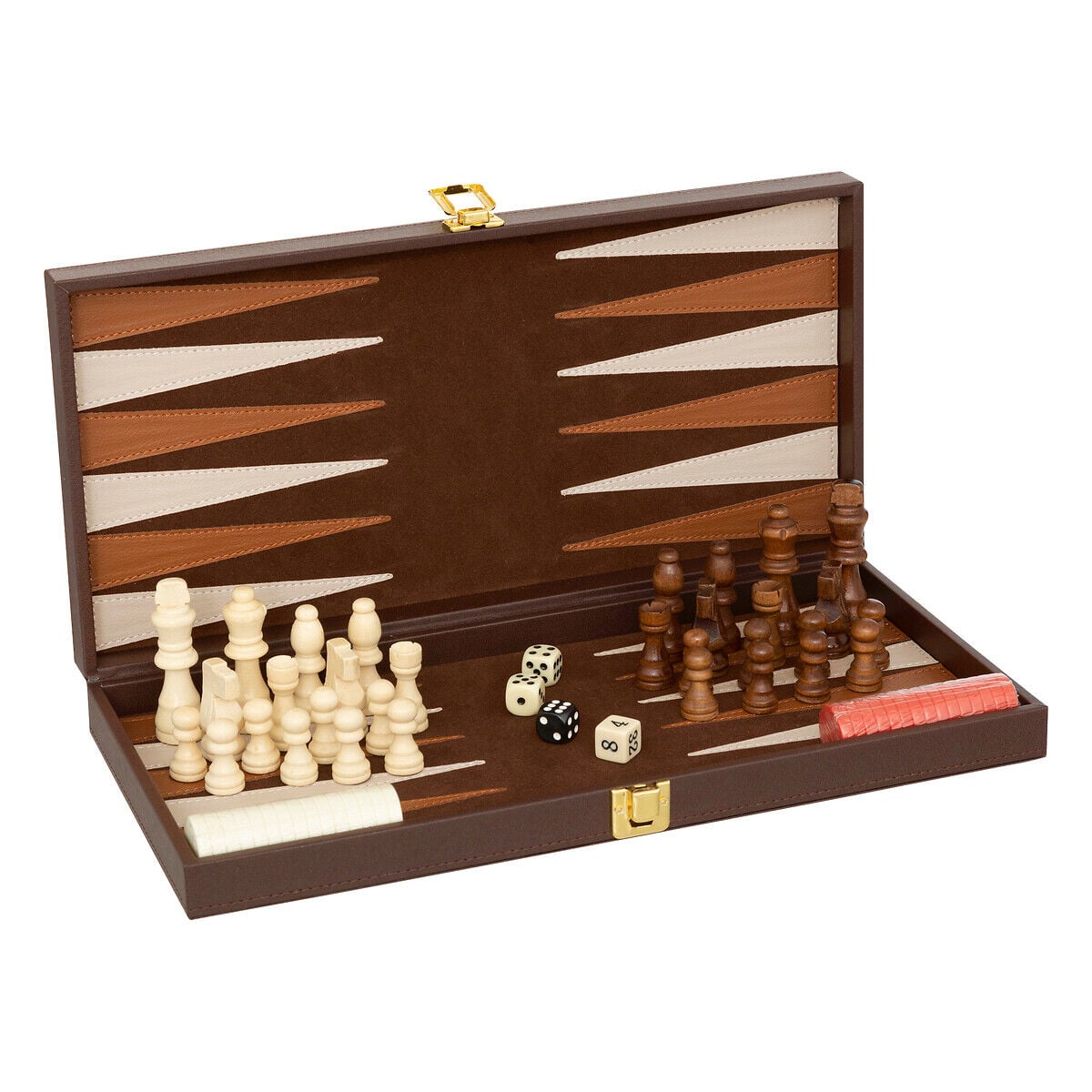 Jogo gamão e xadrez JULE castanho, , large