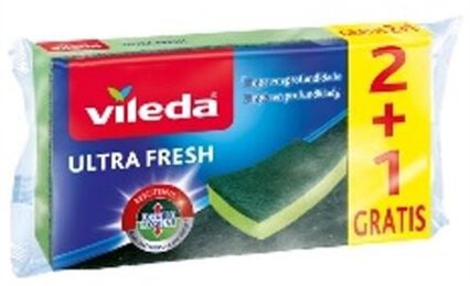 Esfregão com esponja ultra fresh antibactérias 2+1 VILEDA, , large