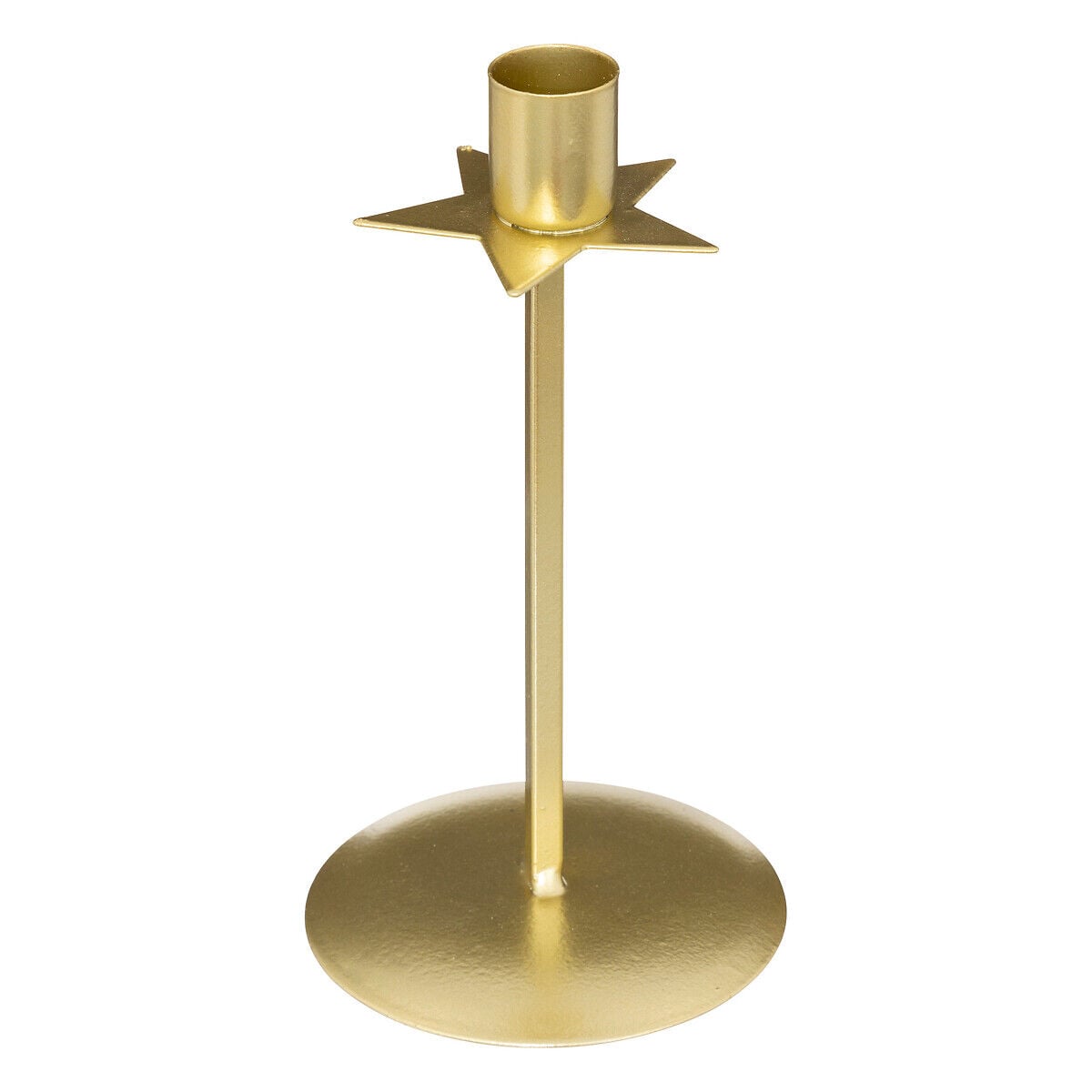 Castiçal dourado em metal com estrela 18cm, , large