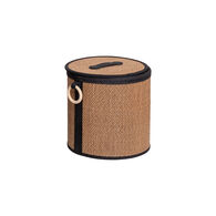 Cesto WC Em Bambu Com Tampa E Al&ccedil;a De Madeira 29cm