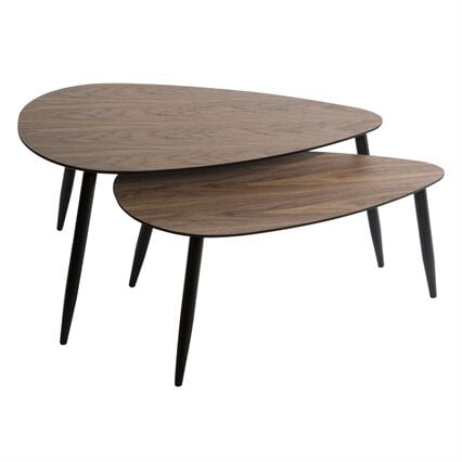 Conjunto de 2 mesas de centro MILEO castanho escuro, , large
