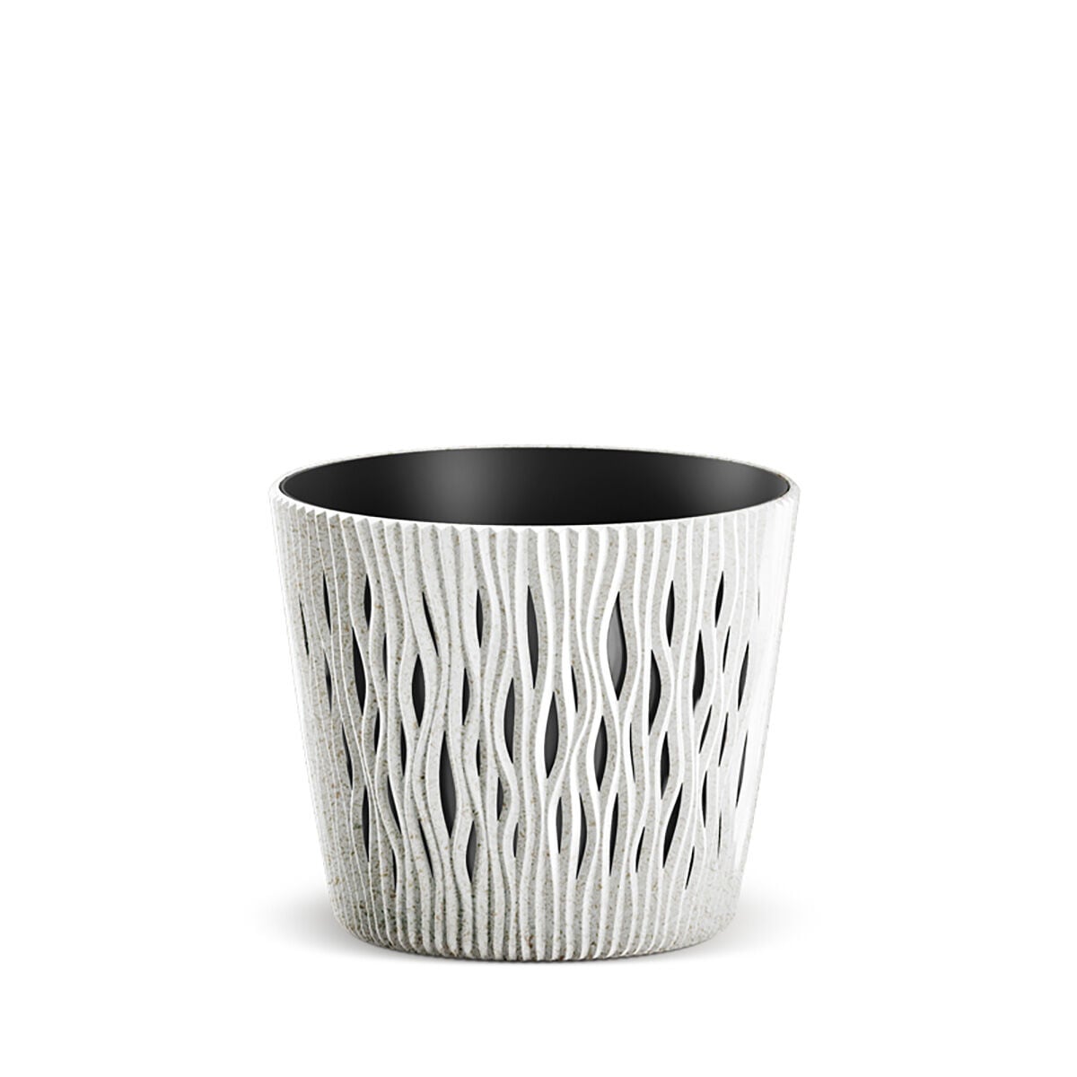 Plant pot SANDY ROUND white eco wood, , large