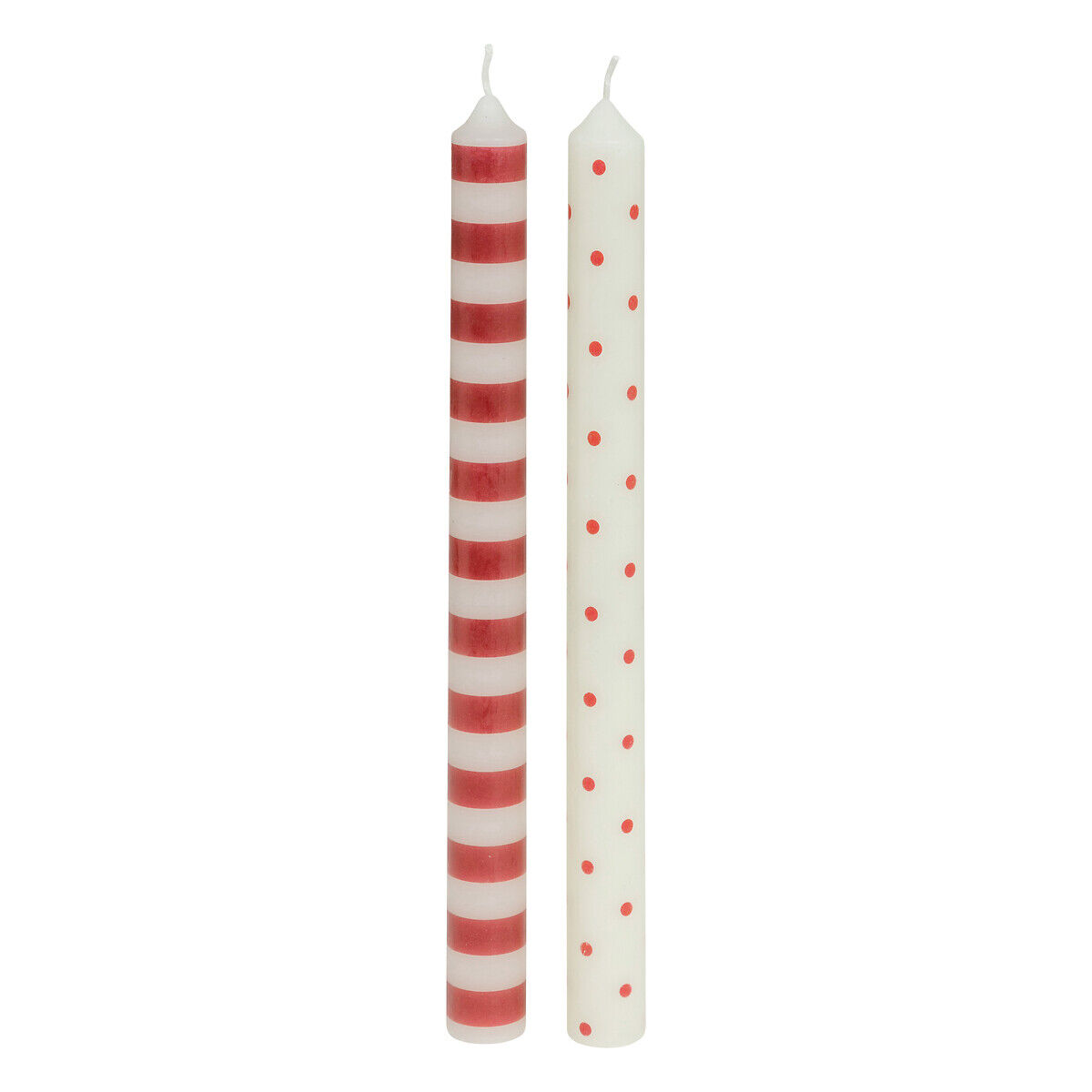 Conjunto de 2 velas de 24,5cm com riscas e pintas, , large