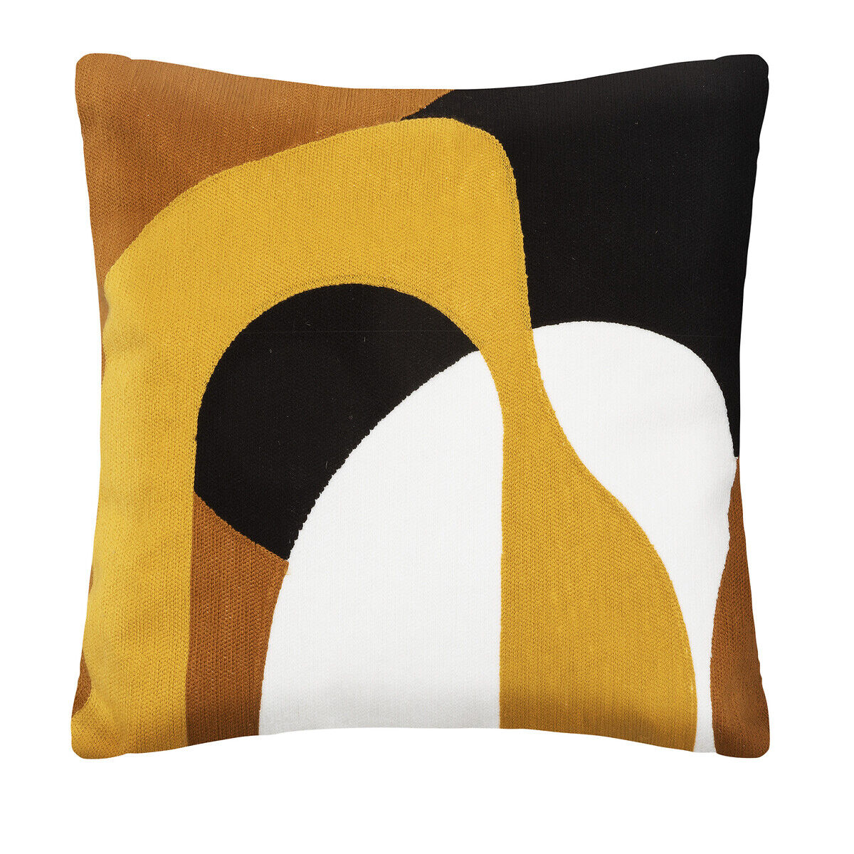 Embroidered cushion ochre, , large