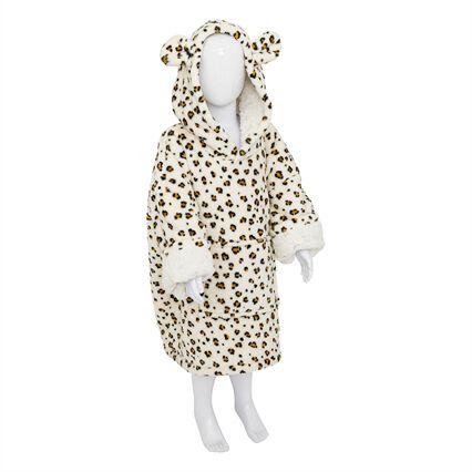 Manta camisola com capuz leopardo, , large