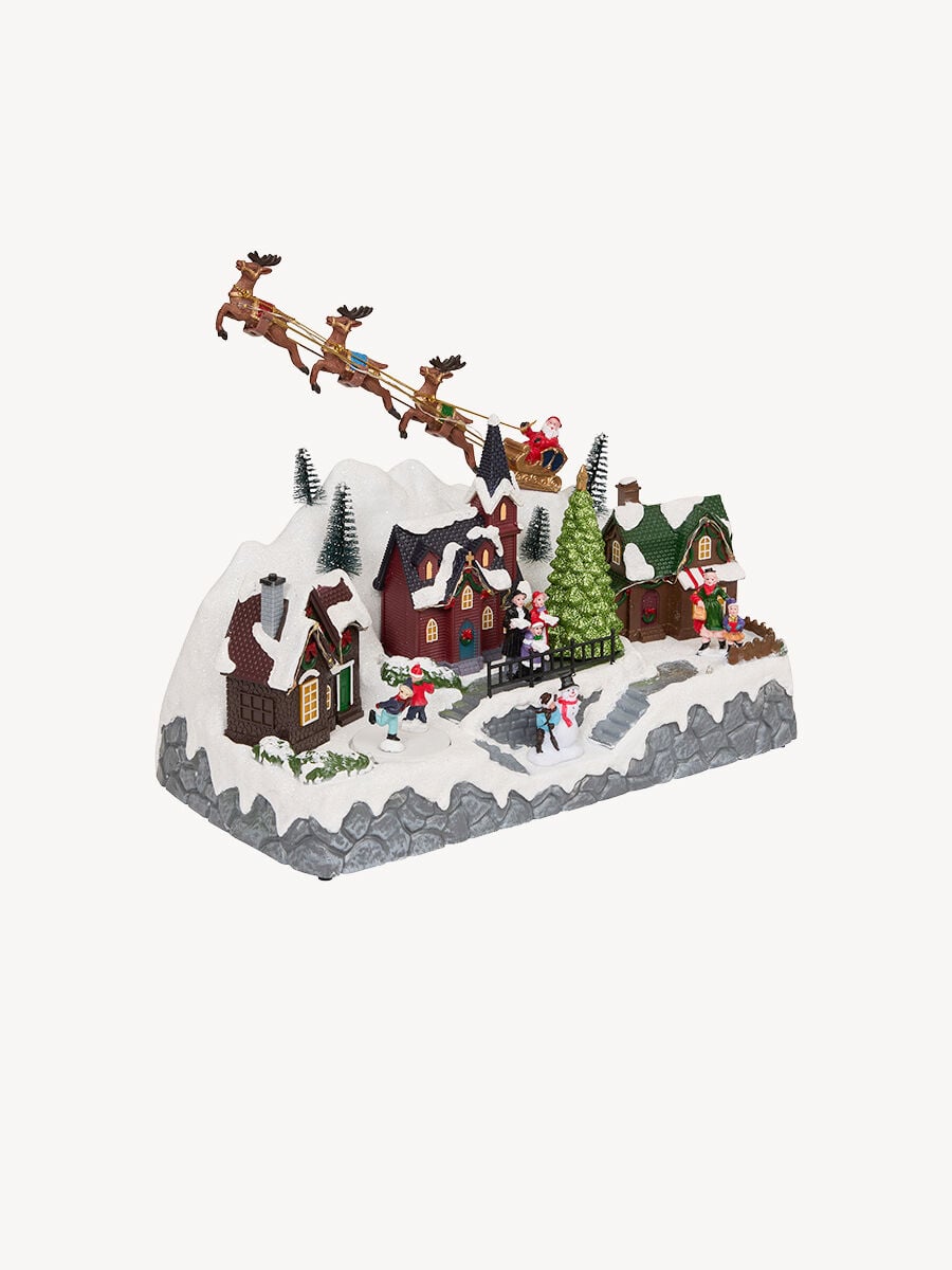 Aldea con Trineo de Papá Noel con Mov/Lum/Mus, , large