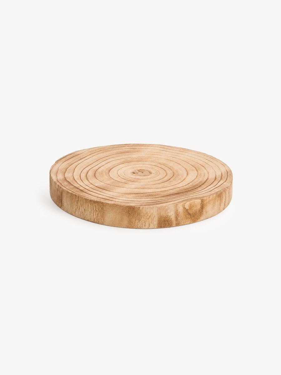 Round base in burnt wood, , large
