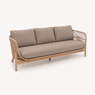 Sof&aacute; DEONA gris pardo de madera acacia 3 plazas