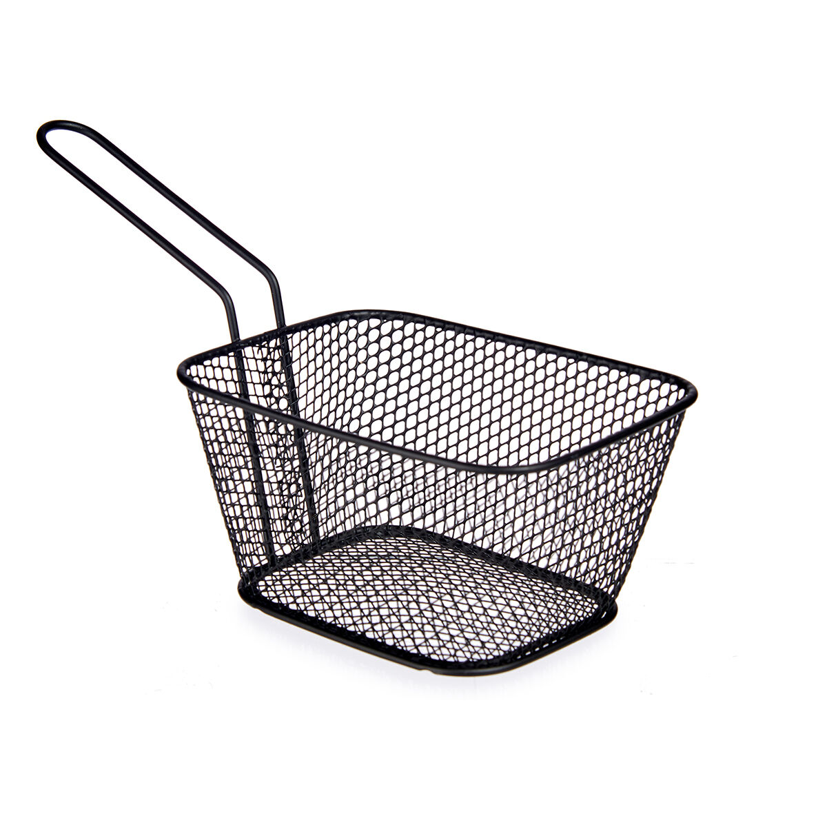 Cesto preto para servir em metal com pega, , large