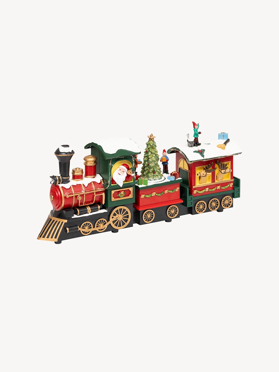 Aldeia comboio do pai natal com luz-música-movimento 38cm, , large