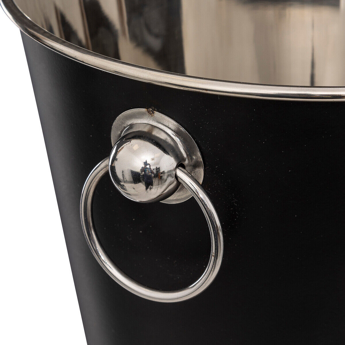Balde de gelo preto com base em madeira mango, , large