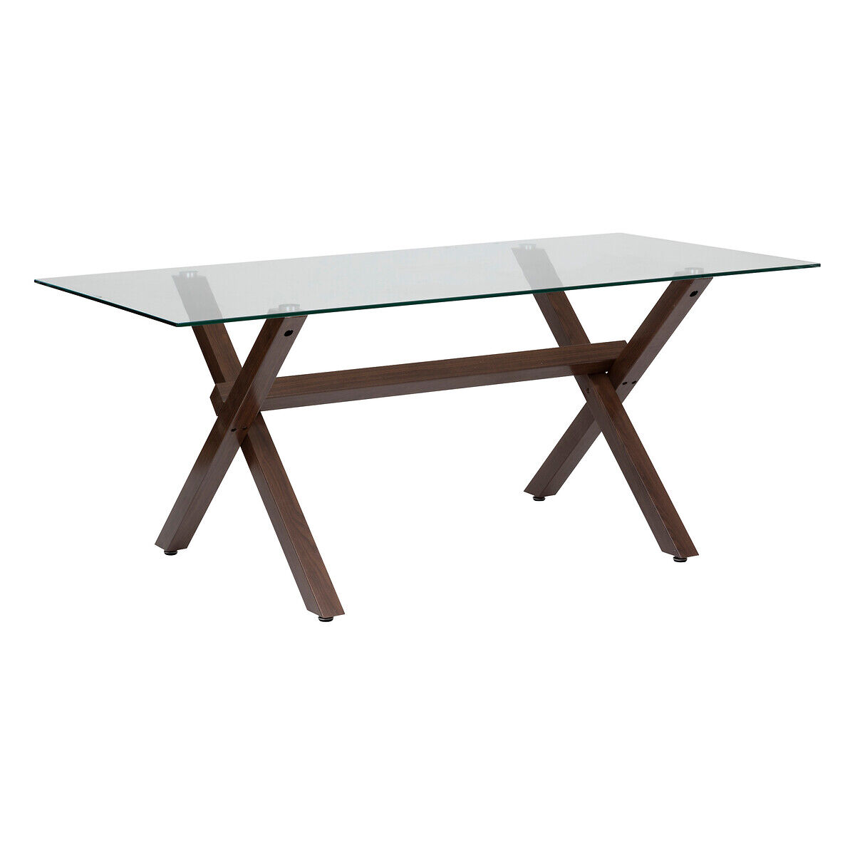 Mesa de jantar JOREL castanha com vidro temperado 180cm, , large