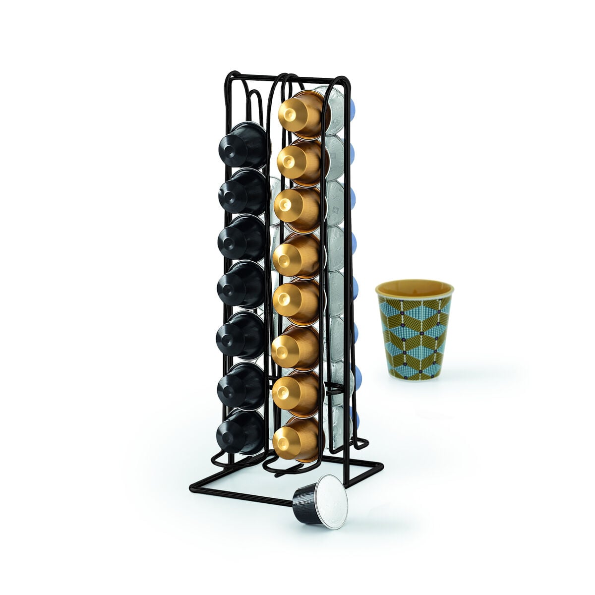 Suporte preto de metal para 32 cápsulas de café, , large