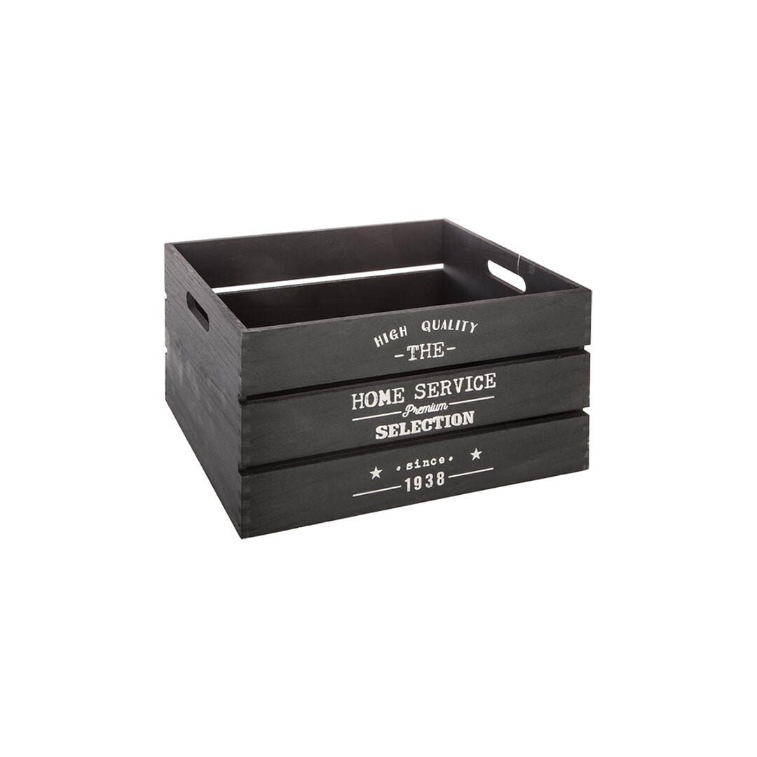 Wooden box FACTORY dark grey, , large