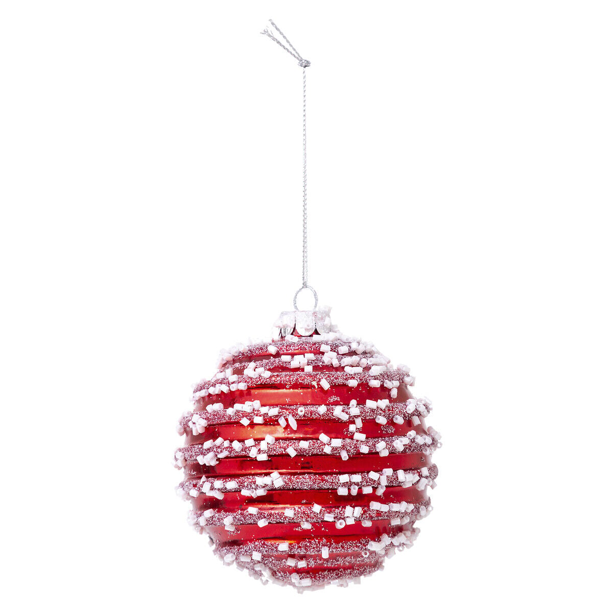 Bola de natal vermelha com pérolas, , large