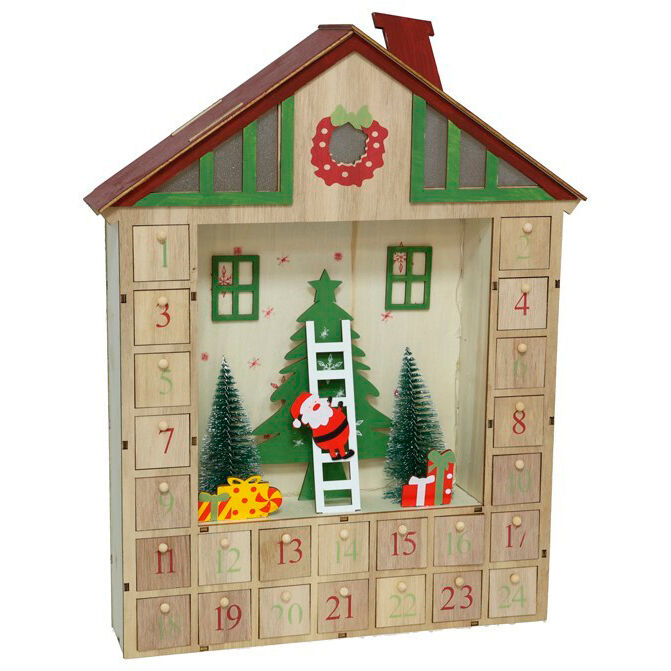 Casa de madeira calendário 31,5x39,5x7,5cm, , large