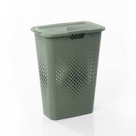 Cesto para ropa PIXEL verde con tapa 40l