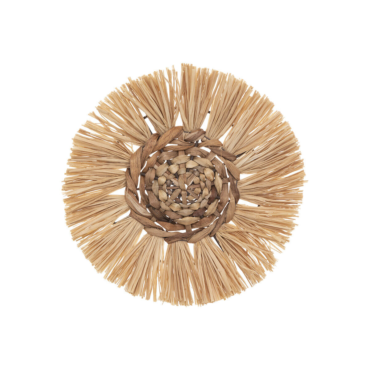 Conjunto de 3 bases decorativas redondas em ráfia, , large