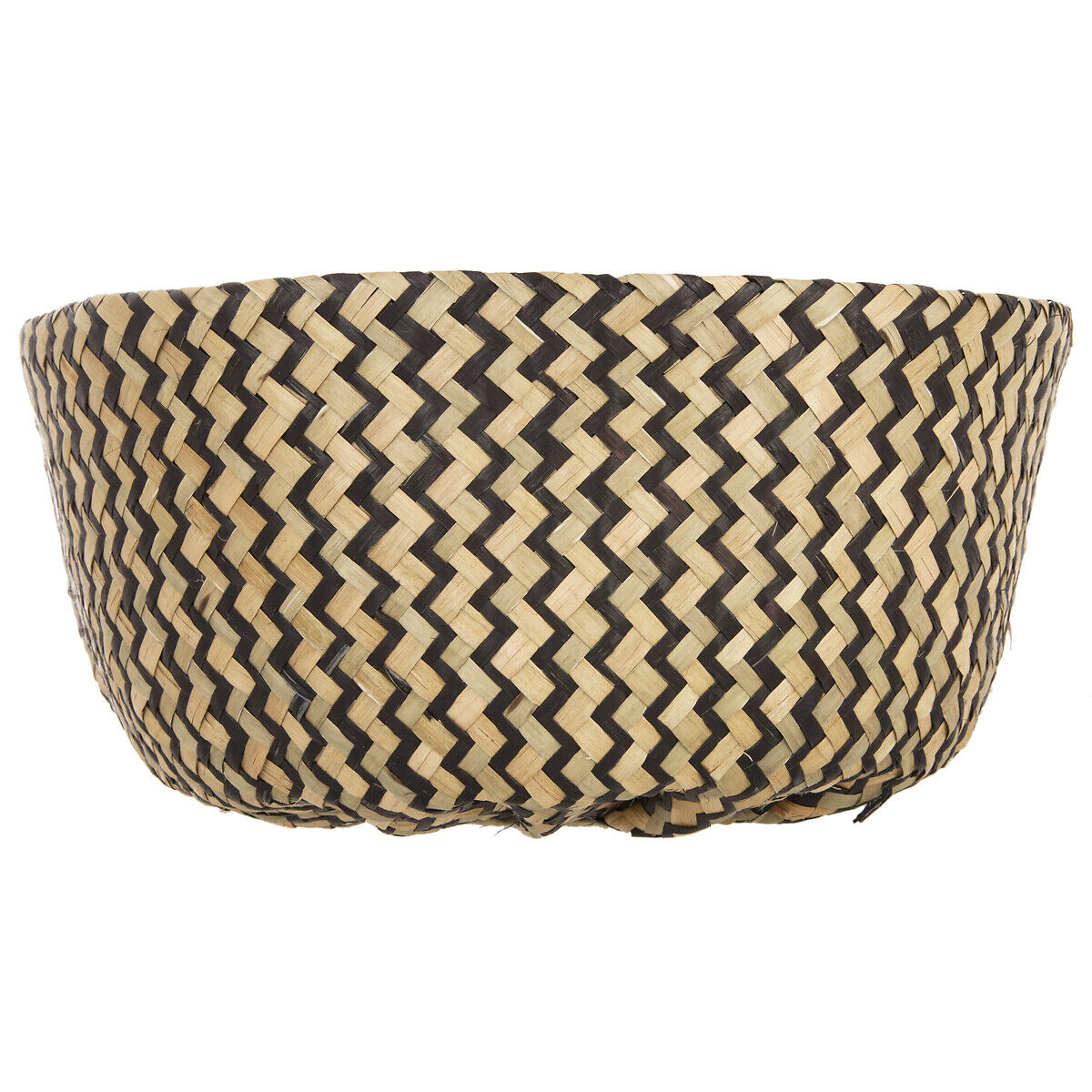 Basket black and natural in seagrass with handles, , large