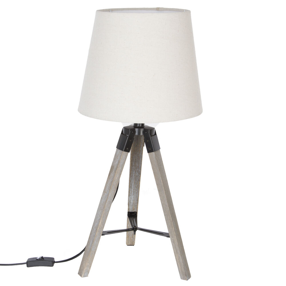 Table lamp RUNO black with wooden tripod, , large
