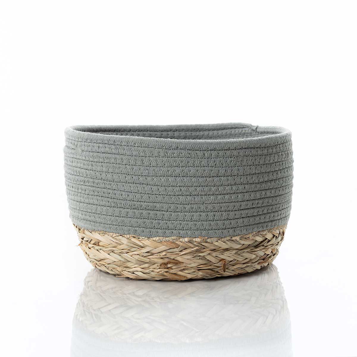 Bathroom basket khaki green and natural, , large