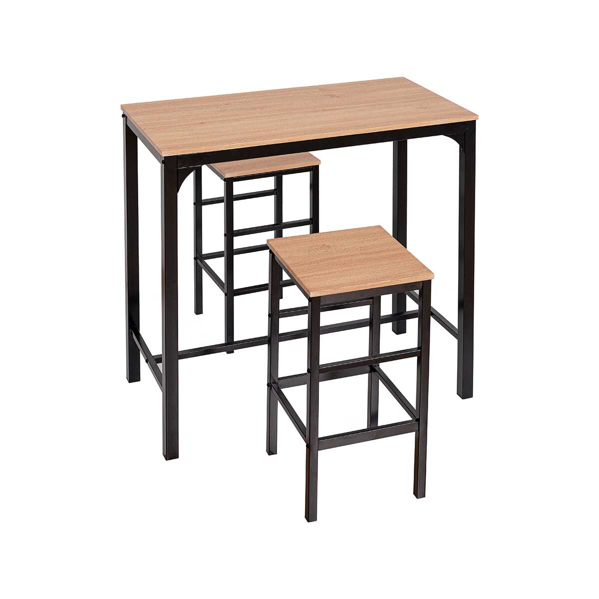 Conjunto de bar NATTES mesa e 2 bancos preto, , large