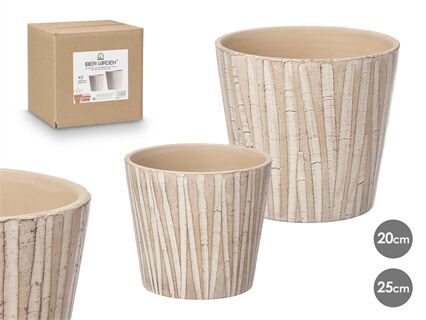 Plant pot pink in ceramic wood effect, , large
