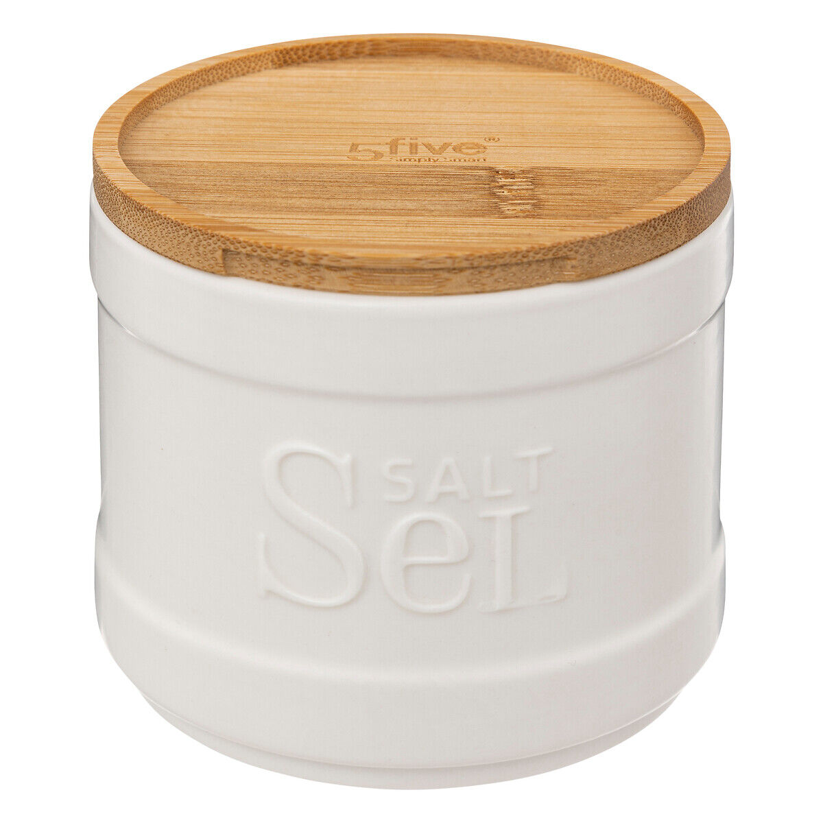 Caixa para sal NATUREO branca com tampa em bambu, , large