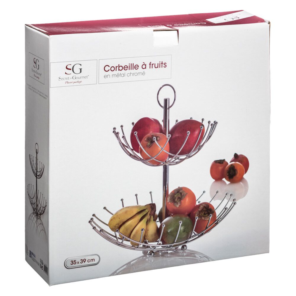 Fruteira em metal com 2 níveis, , large