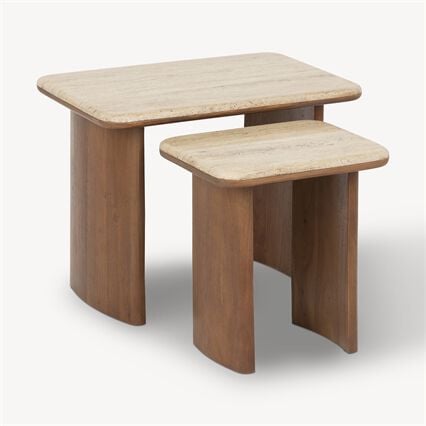 Conjunto de 2 mesas auxiliares JIVAN de madera, , large