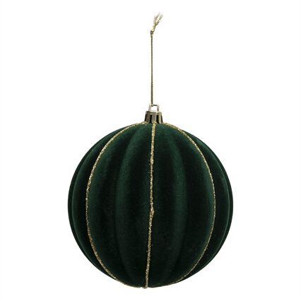 Bola Con Gajos Verde Y Dorada Efecto Terciopelo , , large